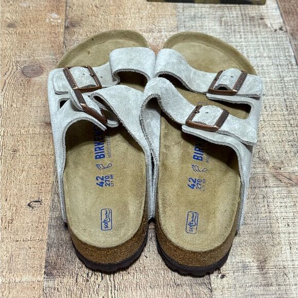 Birkenstock Arizona Soft Footbed Taupe Suede Leather Casual Unisex's Sandals - Picture 8 of 10